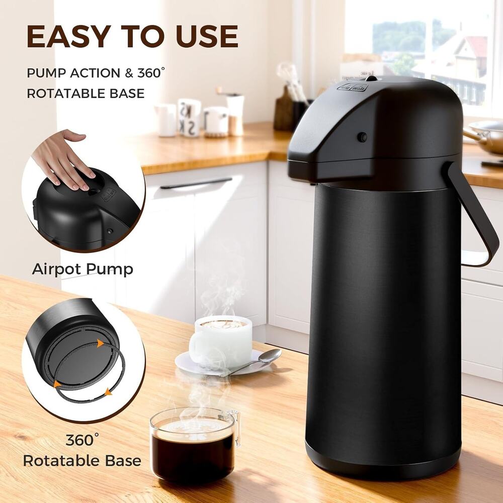 Coffee Carafe for Keeping Hot 102OZ / 3L Airpot Coffee Dispenser with Pump Black